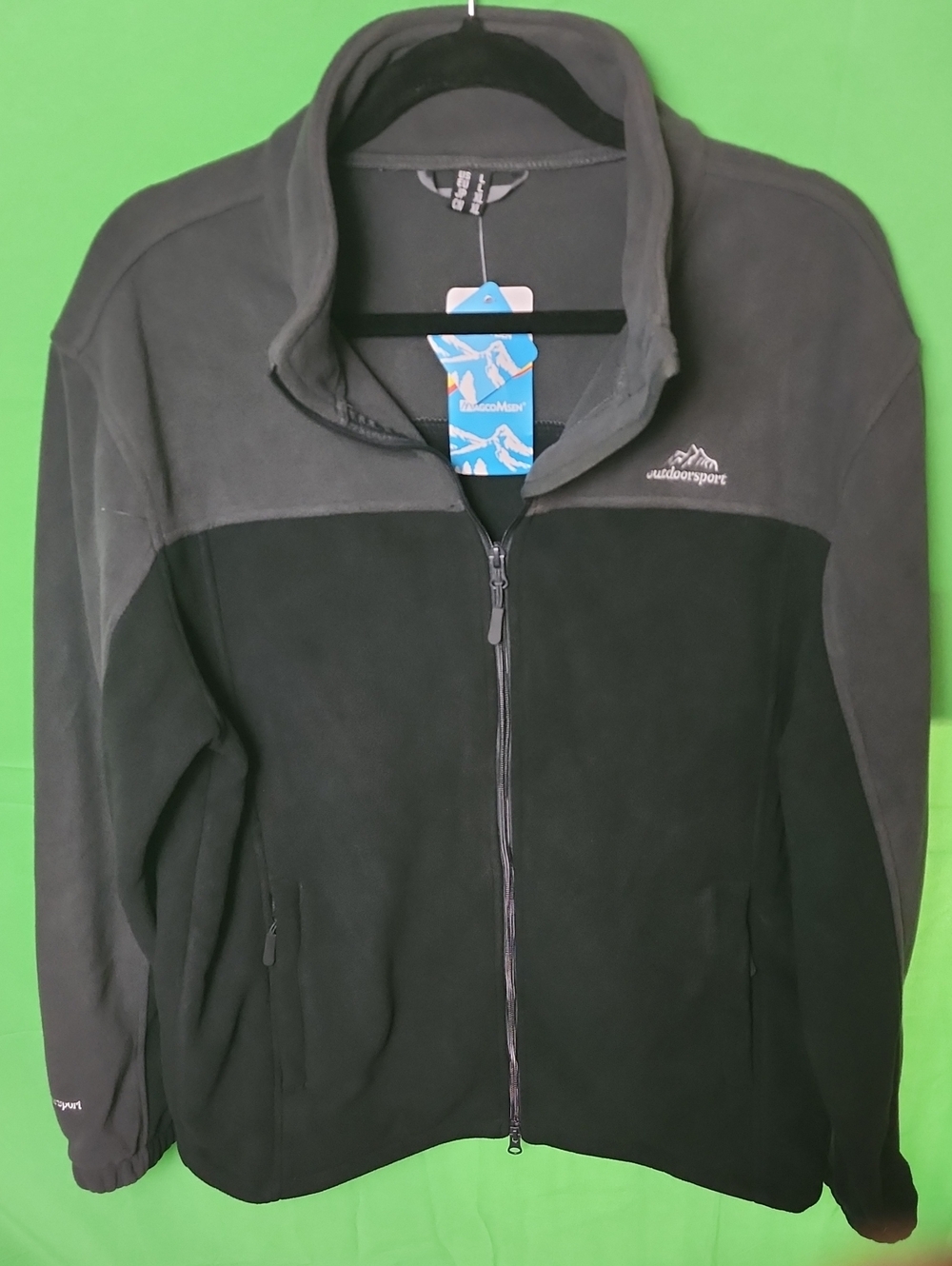 NWT Outdoorsport Men's Full Zip Fleece Jacket Gray Black Size Large